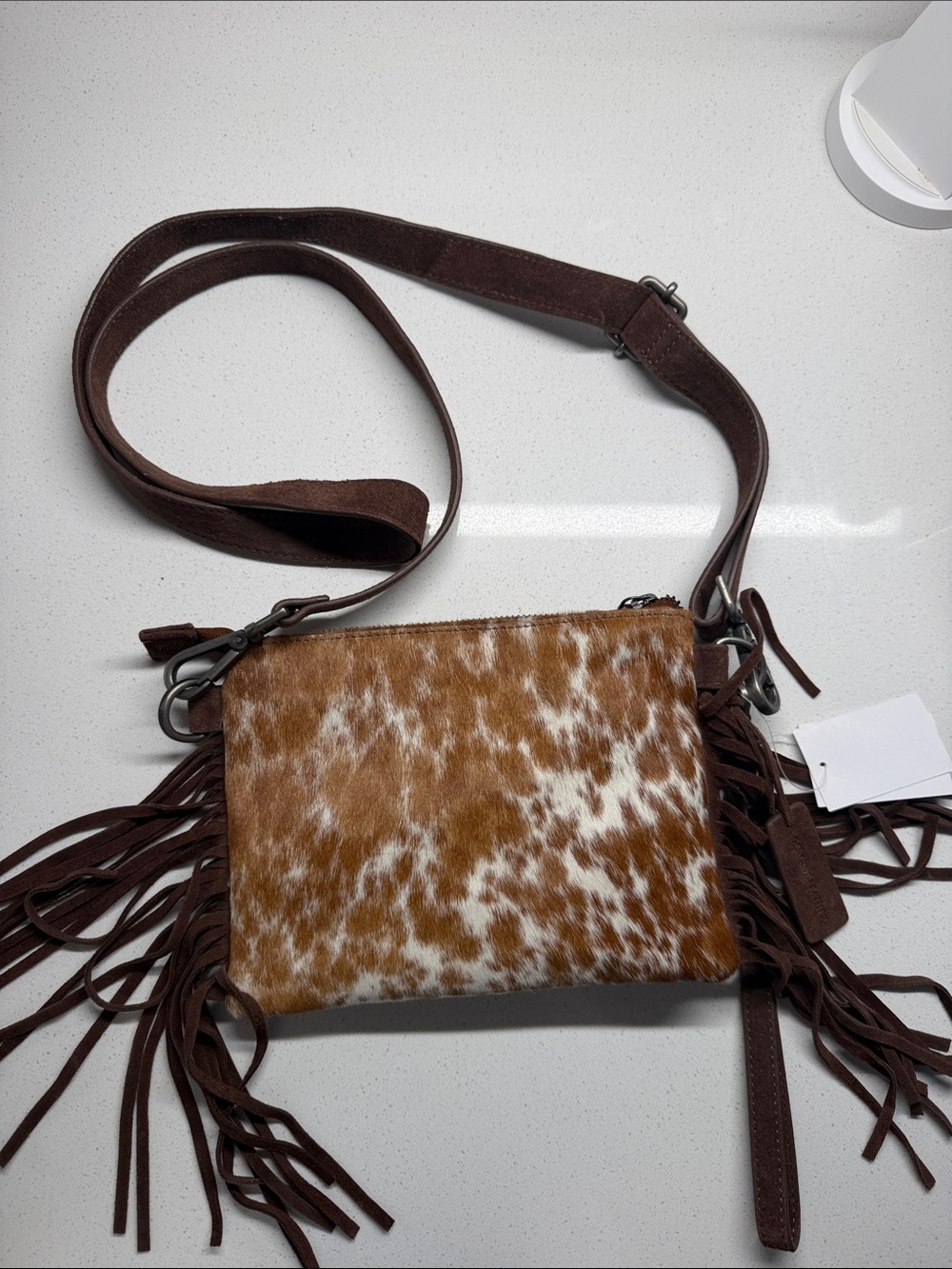 NWT Shyanne Brown Cowhide Fringe Crossbody Bag